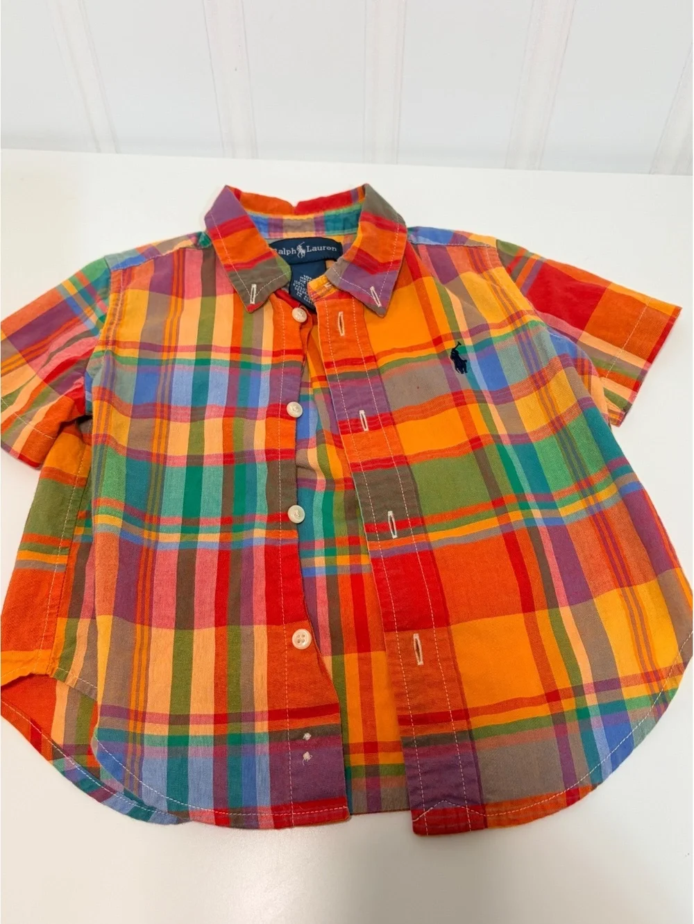 Ralph Lauren Polo Colorful Short Sleeve Button Up 18M 100% Cotton